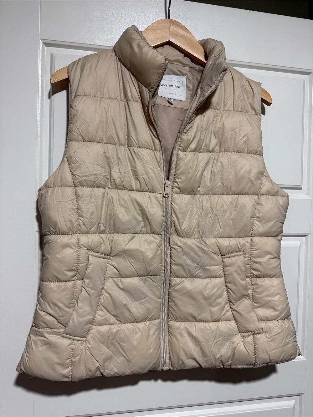 Boutique 9 Light Beige Quilted Puffer Vest fall - Picture 2 of 9